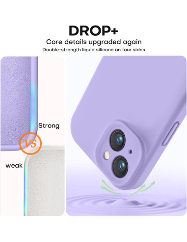 iPhone 15 Plus Gummibelagt Skal med Kameraskydd Liquid V2 - Lila