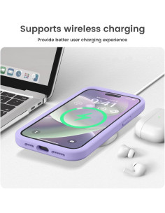iPhone 15 Pro Max Gummibelagt Skal med Kameraskydd Liquid V2 - Lila