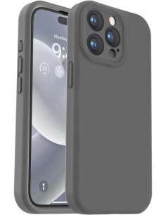 iPhone 13 Pro Gummibelagt Skal med Kameraskydd Liquid V2 - Grå