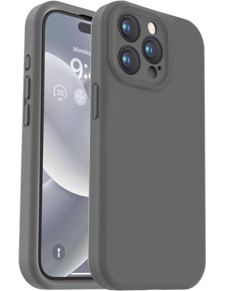 iPhone 14 Pro Gummibelagt Skal med Kameraskydd Liquid V2 - Grå
