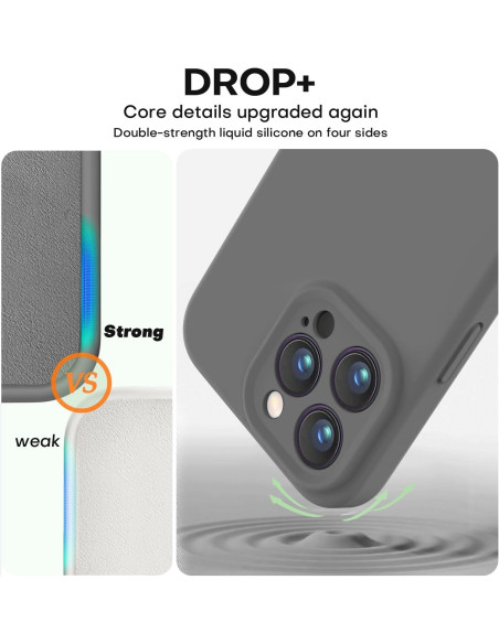 iPhone 14 Pro Gummibelagt Skal med Kameraskydd Liquid V2 - Grå