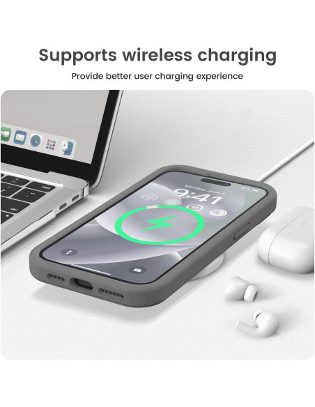 iPhone 14 Pro Gummibelagt Skal med Kameraskydd Liquid V2 - Grå