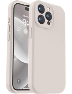 iPhone 12 Pro Max Gummibelagt Skal med Kameraskydd Liquid V2 - Retro White