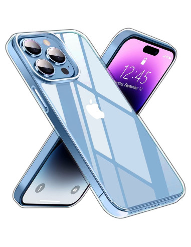Genomskinligt skal i TPU för iPhone 16 Pro, visat från sidan med telefonen insatt