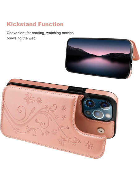 iPhone 16 Pro Stöttåligt Skal Korthållare 3-FACK Flippr V2 - Rosenguld