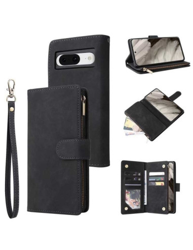Google Pixel 8a Multifunktionellt Plånboksfodral Zipper 8-Fack