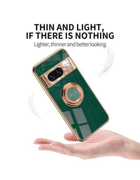 Google Pixel 8a Elegant &amp; Stöttåligt Skal med Ringhållare Flawless - Roseguld