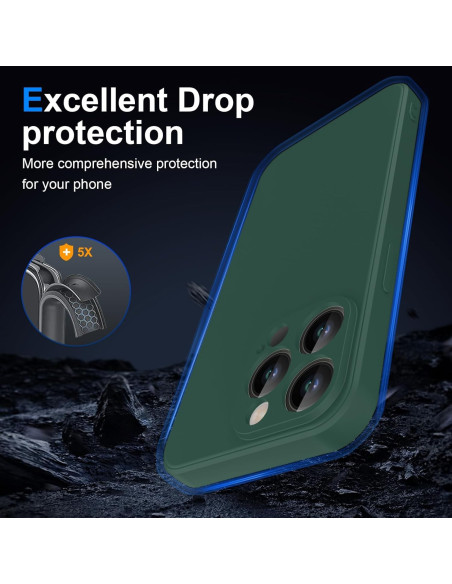 iPhone 16 Pro Gummibelagd Mattgrönt Skal Kameraskydd Liquid - Grön