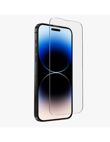 Lila 3in1 skal för iPhone 16 Pro med härdat glas, visat från sidan med telefonen i fokus