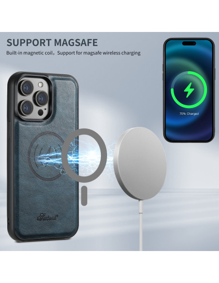 Suteni™ 2in1 Magsafe Skal med Korthållare iPhone 15 Pro Max - Blå
