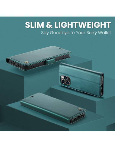 Grönt Skin Pro fodral för iPhone 13 Pro i tre olika vinklar som visar design och funktionalitet