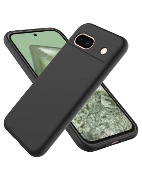 Google Pixel 8A Gummibelagd Mattsvart Skal Kameraskydd Liquid - Svart