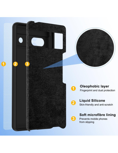 Google Pixel 8A Gummibelagd Mattsvart Skal Kameraskydd Liquid - Svart
