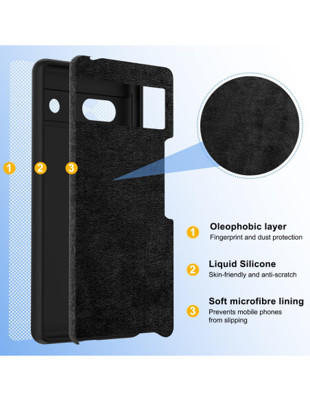 Google Pixel 8A Gummibelagd Mattsvart Skal Kameraskydd Liquid - Svart