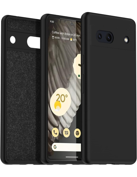 Google Pixel 8A Gummibelagd Mattsvart Skal Kameraskydd Liquid - Svart