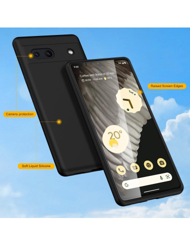 Google Pixel 8A Gummibelagd Mattsvart Skal Kameraskydd Liquid - Svart