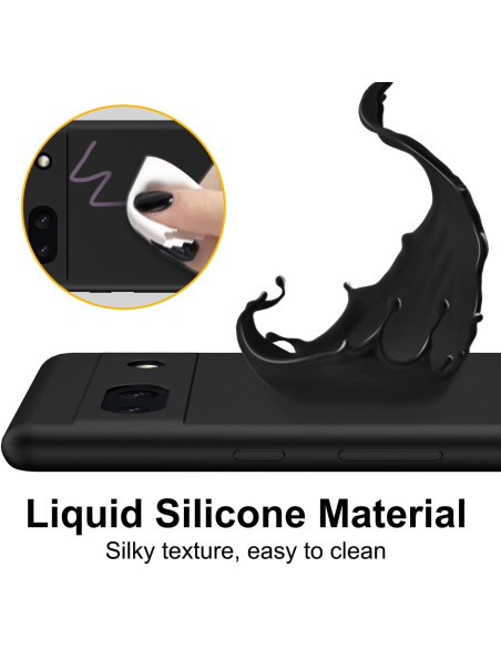 Google Pixel 8A Gummibelagd Mattsvart Skal Kameraskydd Liquid - Svart