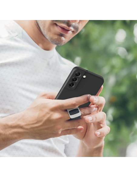 Samsung S21 Plus Gummibelagd Mattsvart Skal Kameraskydd Liquid - Svart