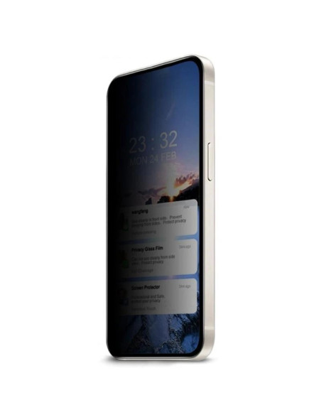 Nothing Phone 2a med härdat glas, visad från sidan med skärmen avstängd och med meddelanden synliga