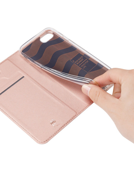 iPhone 7 / 8 / SE (2020 &amp; 2022) Dux Ducis Skin Pro Flipfodral med Kortfack - Roseguld