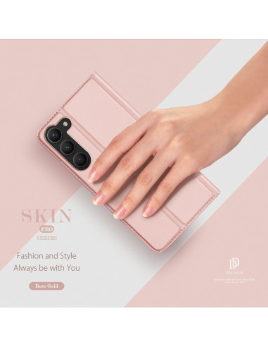 Samsung S24 Plus Dux Ducis Skin Pro Flipfodral med Kortfack - Roseguld