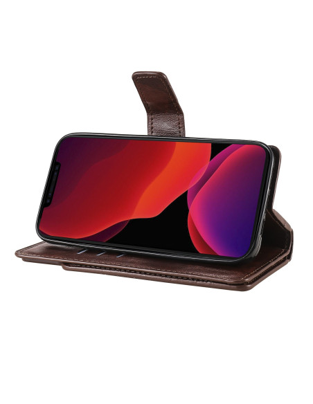 iPhone 12 Pro Max Praktisk Plånboksfodral med 12-Fack Array V4 - Brun