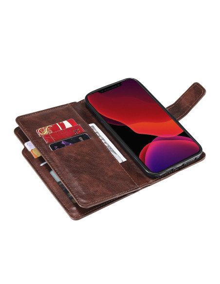 iPhone 12 Pro Max Praktisk Plånboksfodral med 12-Fack Array V4 - Brun