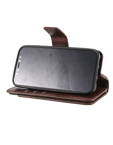 iPhone 14 Praktisk Plånboksfodral med 12-Fack Array V4 - Brun