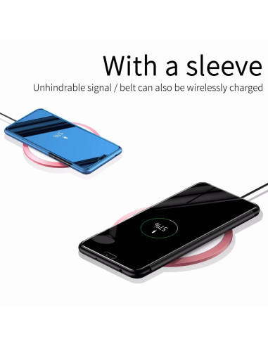 Samsung S9 Plus Flipfodral i svart med telefon som laddas trådlöst, visad från sidan