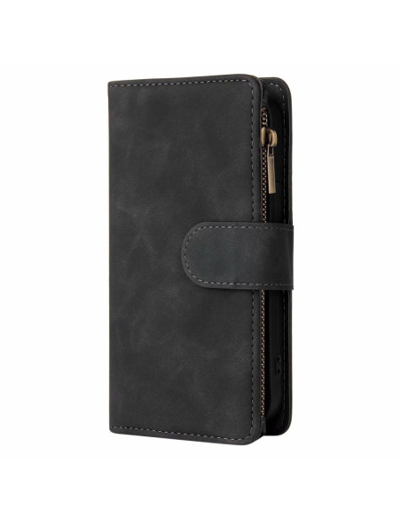 iPhone 16 Pro Max Multifunktionellt Plånboksfodral Zipper 8-Fack svart