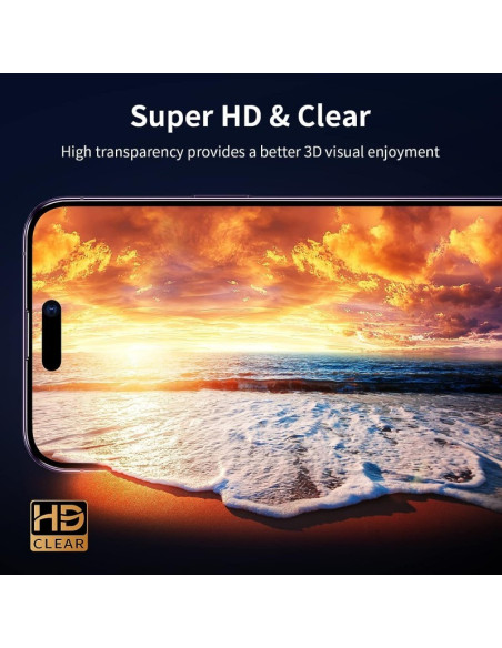 Blått gummiskal för iPhone 16 Pro Max med fokus på skärmskyddets klarhet och design