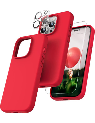3in1 Gummibelagt Stilrent Skal iPhone 16 Pro Max - Röd