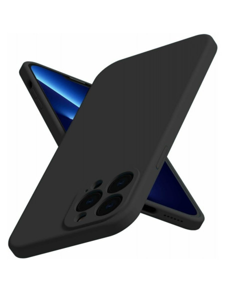 iPhone 16 Pro Max Gummibelagd Mattsvart Skal Kameraskydd Liquid - Svart