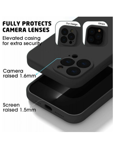 iPhone 16 Pro Max Gummibelagd Mattsvart Skal Kameraskydd Liquid - Svart