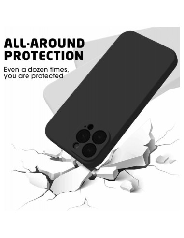 iPhone 16 Pro Max Gummibelagd Mattsvart Skal Kameraskydd Liquid - Svart