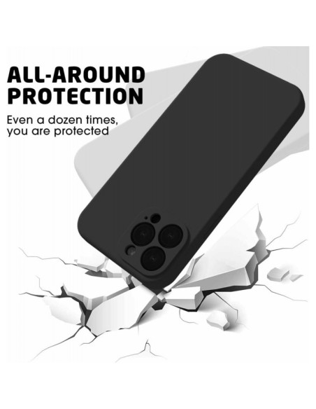 iPhone 16 Pro Max Gummibelagd Mattsvart Skal Kameraskydd Liquid - Svart