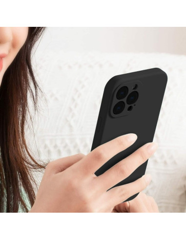 iPhone 16 Pro Max Gummibelagd Mattsvart Skal Kameraskydd Liquid - Svart