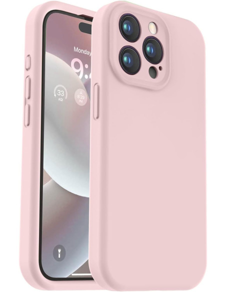 Rosa TPU-skal för iPhone 16 Pro Max med kameraskydd, sett framifrån