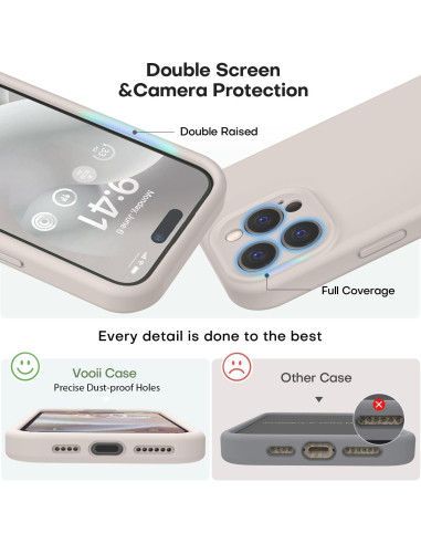 iPhone 16 Pro Max Gummibelagt Skal med Kameraskydd Liquid V2 - Retro White