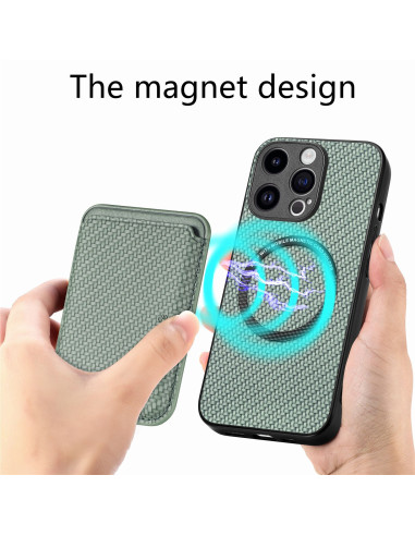 iPhone 16 Pro Max Stöttåligt skal med Magnetisk Korthållare Magsafe RFID - Grön