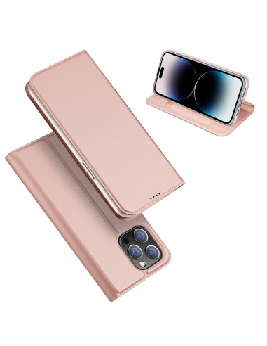 iPhone 16 Pro Max Dux Ducis Skin Pro Flipfodral med Kortfack - Roseguld