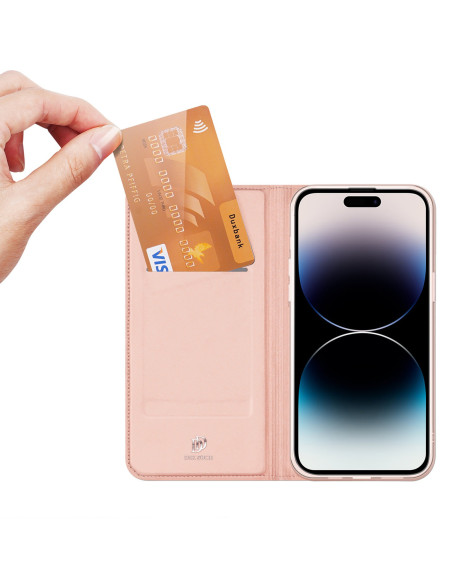 iPhone 16 Pro Max Dux Ducis Skin Pro Flipfodral med Kortfack - Roseguld