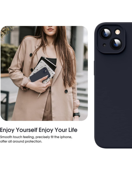 iPhone 16 Plus Gummibelagd Mattsvart Skal Kameraskydd Liquid - Svart