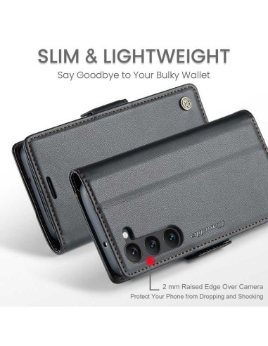 Svart CaseMe Skin Pro Fodral för Samsung A35 5G sett framifrån med öppet kortfack