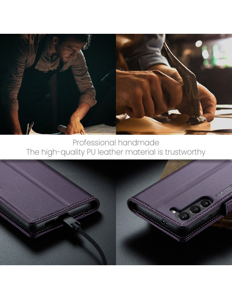 Lila Skin Pro fodral för Samsung S23 med närbild av material och anslutning