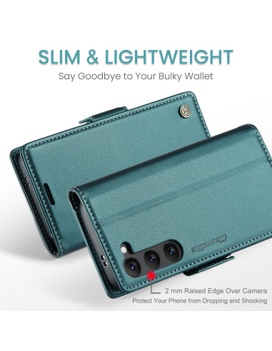 Grönt Skin Pro fodral för Samsung S22, öppet med kamera och kortfack synliga