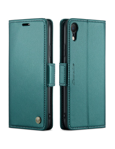 CaseMe Skin Pro fodral i grön för iPhone XR, sett från sidan med stängt lock