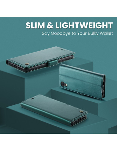CaseMe Skin Pro fodral i grön för iPhone XR, visat framifrån med stängt lock och slimmad design