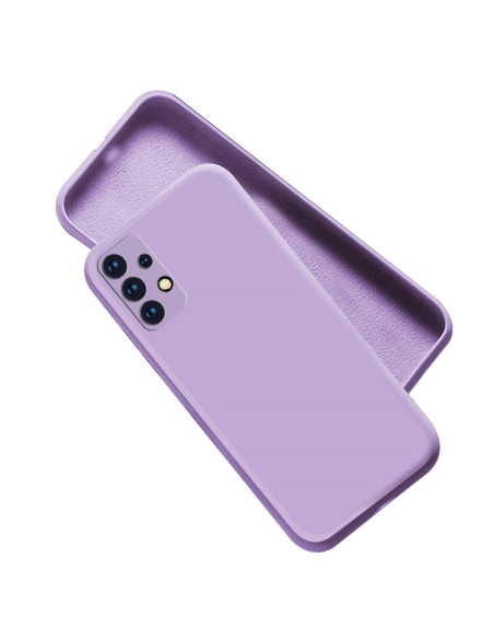 Lila gummiskal för Samsung A32 5G, sett framifrån med kameraskydd