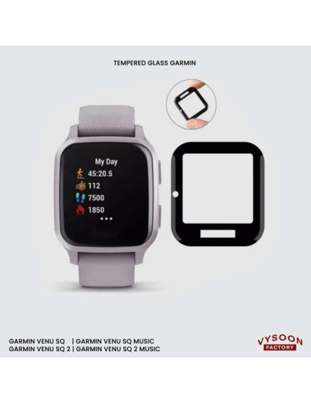 3D-härdat glas för Garmin Venu Sq med skärmvisning och detaljerad vy